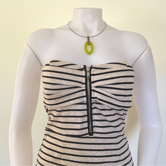 cream grey striped knit fitted mini dress from Australia - Picture 4 of 16